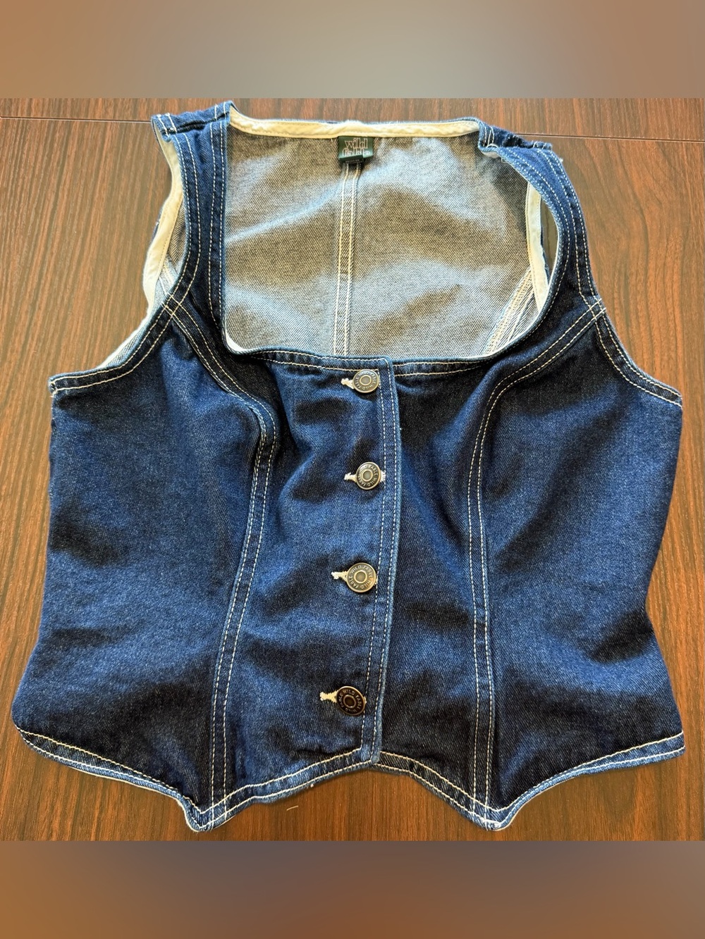 Wild Fable Dark Wash Denim Vest Top Button Down Adjustable Back Strap Size XS